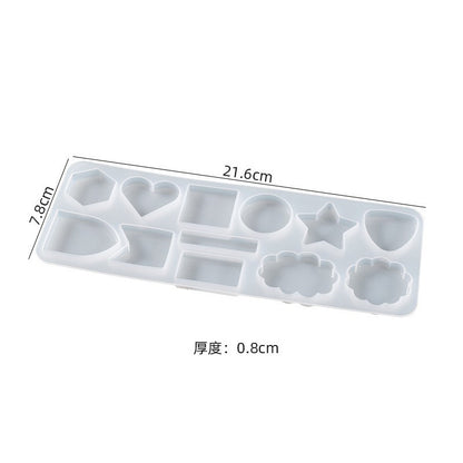 12 in 1 Shapes Pendant Silicone Mold Star Round Rectangular Heart Crystal Glue Drop Earring Keychain Resin Craft