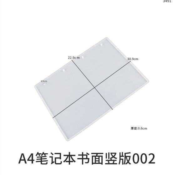 A4 Notebook Cover Silicone Mold Written Vertical Version DIY Projects for Resin Epoxy Art Crafts