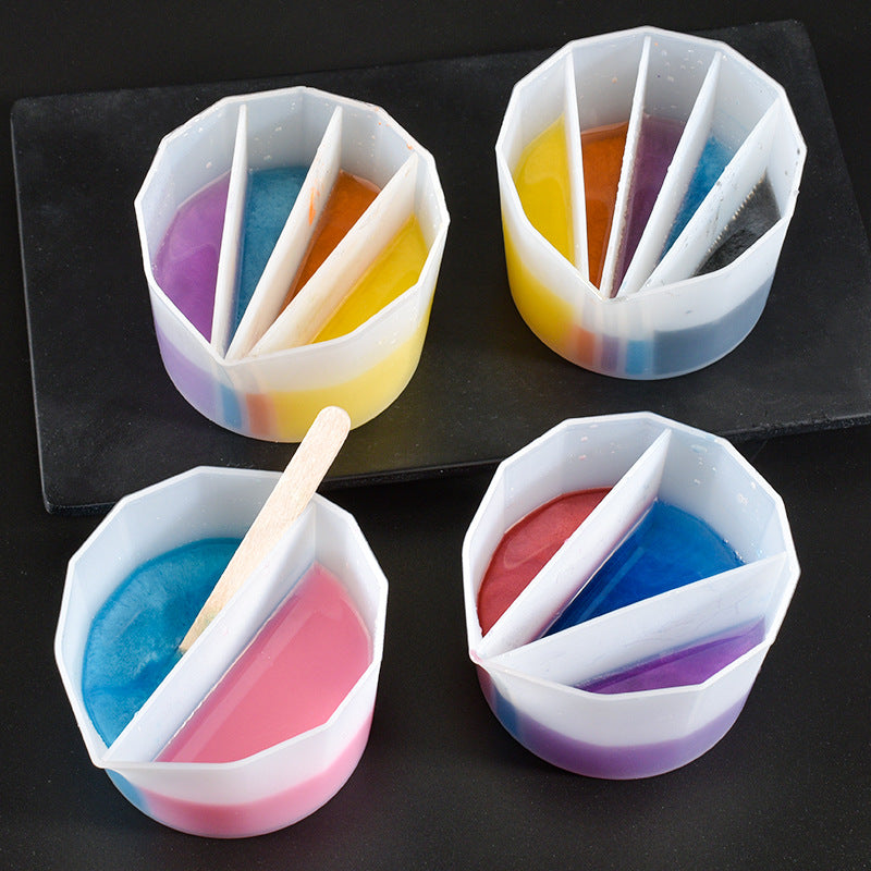 Three Compartment Silicone Color Matching Cup Silicone Mold for Different Coloring Crystal Drop Glue Resin Art and Craft
