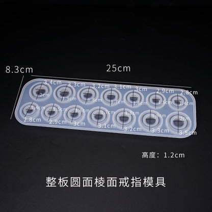 14 in 1 Full Ring Mold Crystal Epoxy Whole Round Diamond Ring Silicone Mold DIY Jewelry Resin Art Crafting Tools