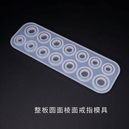 14 in 1 Full Ring Mold Crystal Epoxy Whole Round Diamond Ring Silicone Mold DIY Jewelry Resin Art Crafting Tools