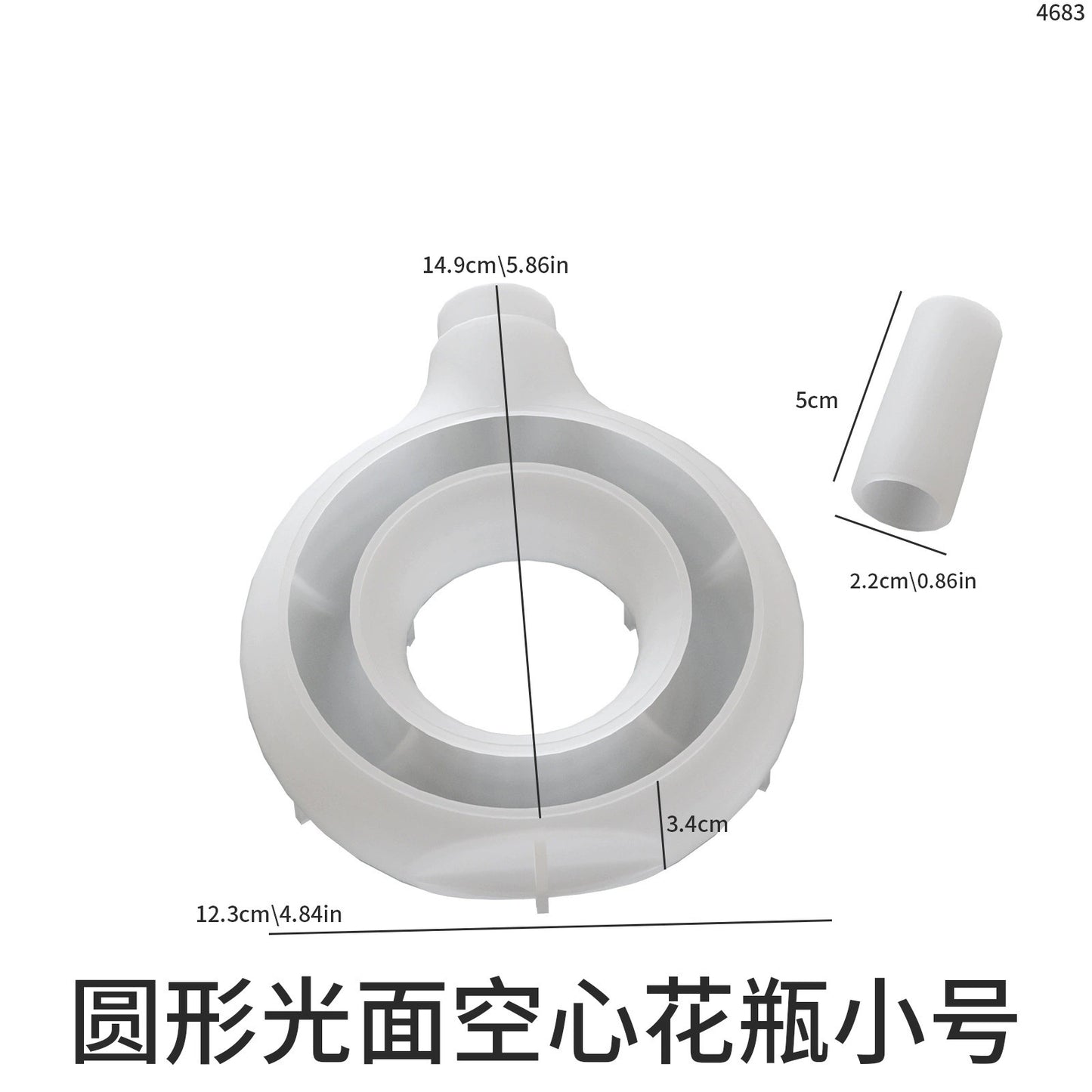 Vase Silicone Mold Oval Circle Striped Donut Flower Vase Mill Creative Flower Pot DIY Projects Resin Molds