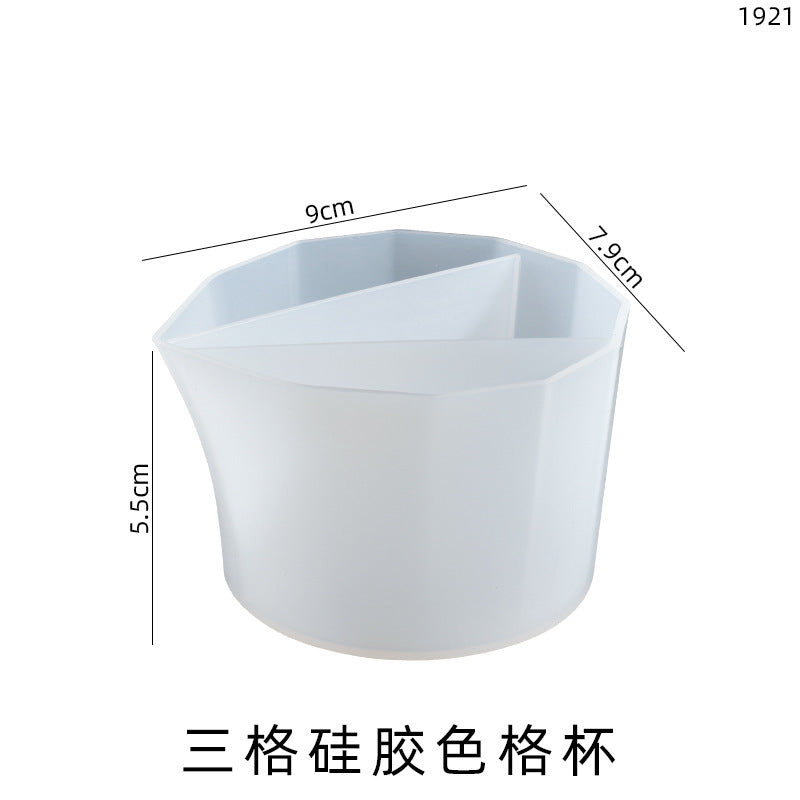 Three Compartment Silicone Color Matching Cup Silicone Mold for Different Coloring Crystal Drop Glue Resin Art and Craft