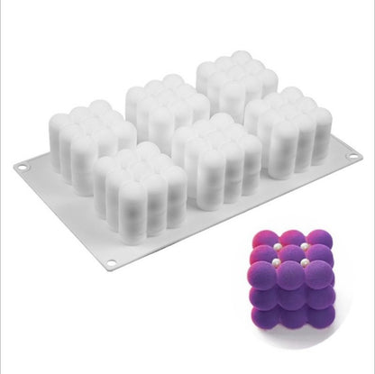 6 in 1 Rubic Cube Candle Mold Aromatherapy Silicone Candles Mould DIY Projects Mousse Cake Molds DIY magic ball round silicone mold scented candle baking mold
