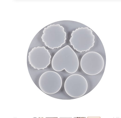 Irregular Round Love Heart 7 in 1 Pop Socket Poopy Mold Bag Mobile Phone Bracket Jewelry Silicone Molds
