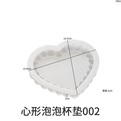 Heart Bubble Coaster Silicone Mold for Resin Expoxy Tray Mold Geometric Drop Rubber mill anti overflow Storage coaster DIY Craft and Projects