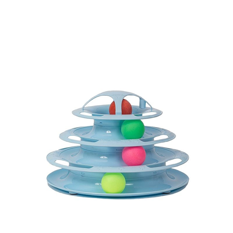 Four Layers with Balls Cat Turntable Toy Self Pleasure and Boredom Relief Track Ball Cats Teasing Artifact Cat Tower Toy