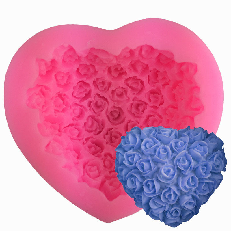 Heart Rose Cake Silicone Mold for Baking & Candle Crafts