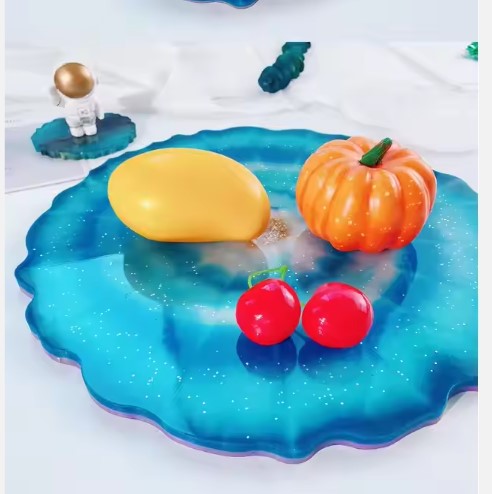 Large Irregular Fruit Tray Silicone Mold with Metal Handle for Epoxy Resin Crafts