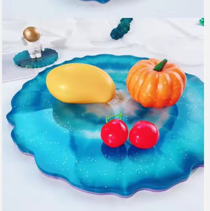 Large Irregular Fruit Tray Silicone Mold with Metal Handle for Epoxy Resin Crafts