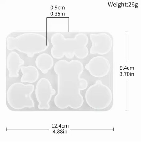 Pet Hanging Pendant Silicone Mold Fish & Dog Bone DIY Epoxy Resin Mold