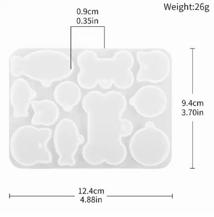 Pet Hanging Pendant Silicone Mold Fish & Dog Bone DIY Epoxy Resin Mold