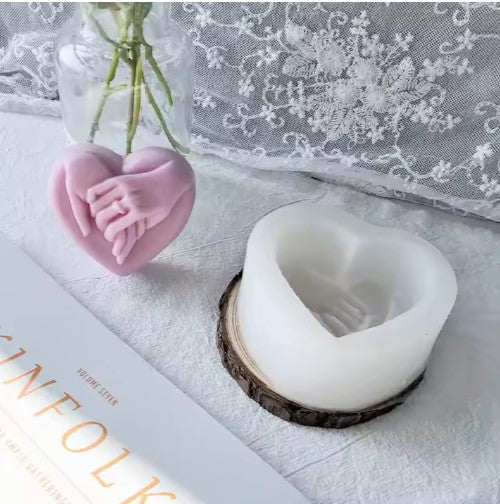 Hand in Hand 3D Heart Silicone Candle & Soap Mold