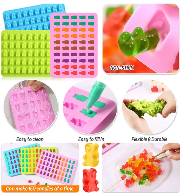 50 Grid Gummy Bear Silicone Mold for Candy & Chocolate