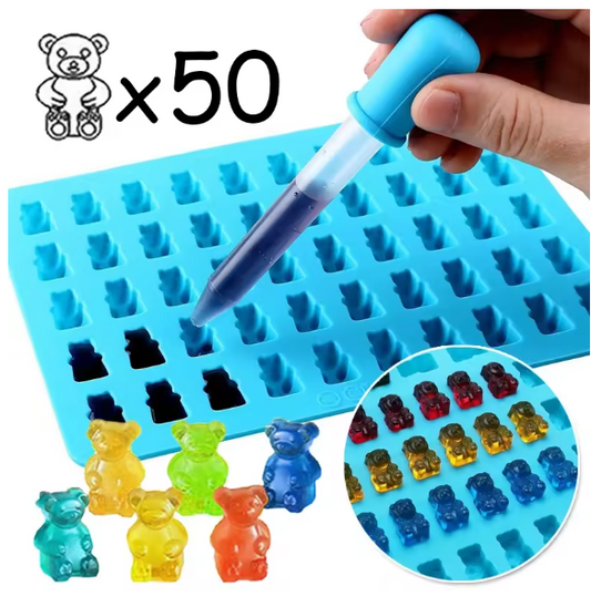 50 Grid Gummy Bear Silicone Mold for Candy & Chocolate