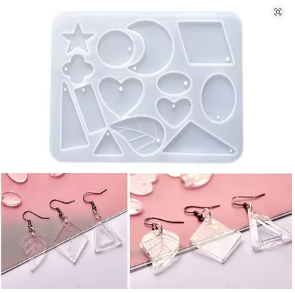 Jewelry Pendant Earrings Moon star heart Silicone Mold DIY Crystal Drip Resin Hollow Carved Cross Circle Drop Earring Geometric Water Droplet Ornaments Moulds