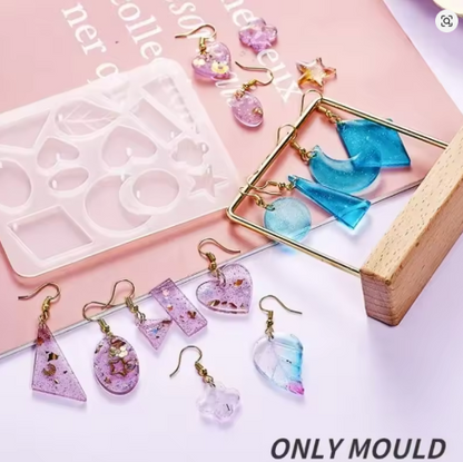 Jewelry Pendant Earrings Moon star heart Silicone Mold DIY Crystal Drip Resin Hollow Carved Cross Circle Drop Earring Geometric Water Droplet Ornaments Moulds