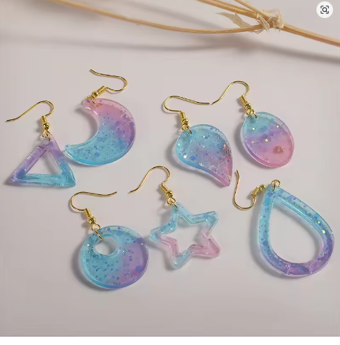 Earrings Pendant Mold Leaf Heart Moon Shape Earring Keychain Epoxy Mold DIY Jewelry Pendants Silicone Moulds Making Supplies