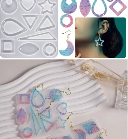 Earrings Pendant Mold Leaf Heart Moon Shape Earring Keychain Epoxy Mold DIY Jewelry Pendants Silicone Moulds Making Supplies