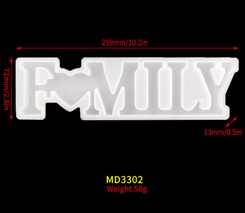 Family Word Silicone Mold for DIY Resin Crafts