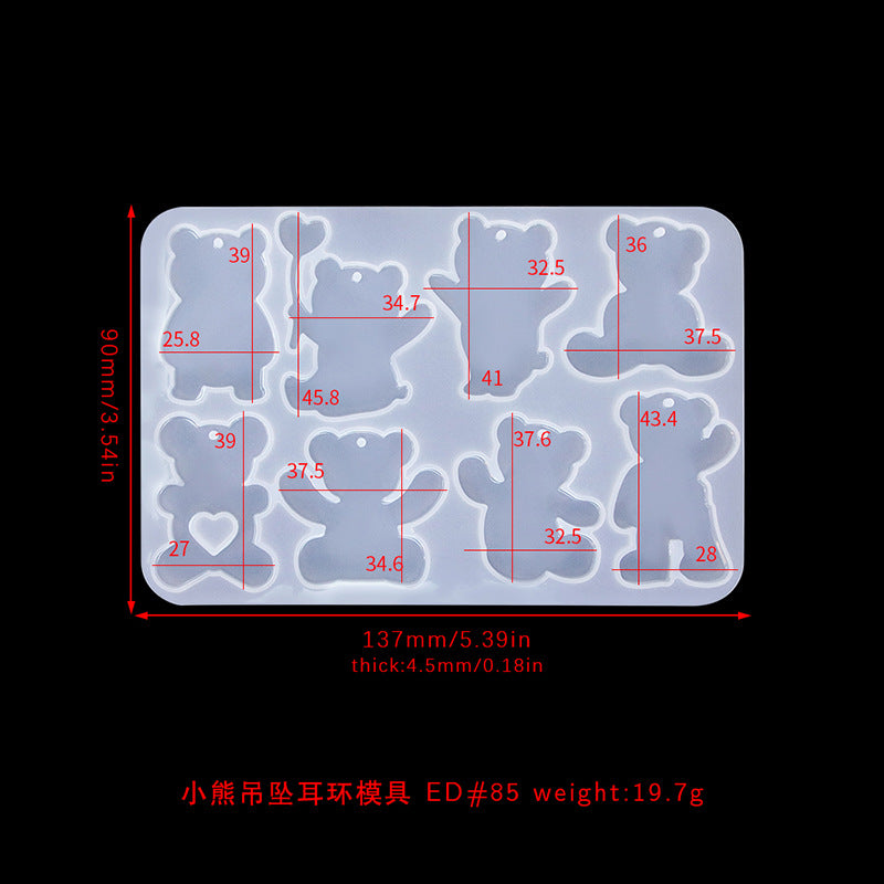 8-in-1 Teddy Bear Silicone Mold for Crafts