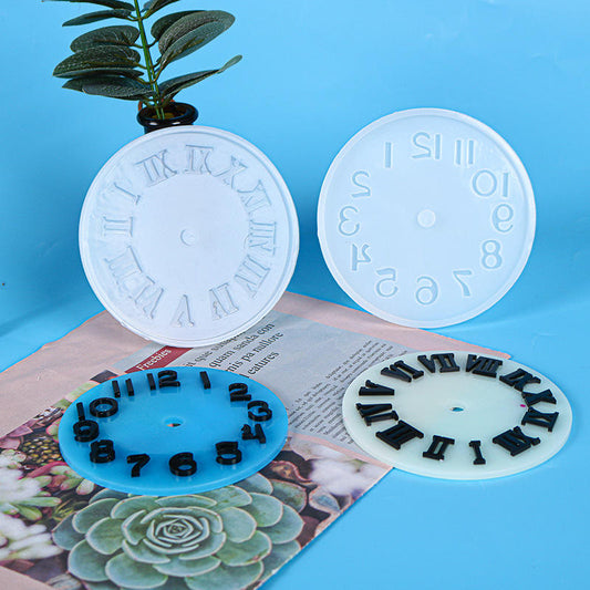 Wall Clock Mold Round Roman Arabic Numerals Clocks Epoxy Resin Casting Silicone Molds DIY Art Craft for Home Wall Decoration