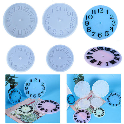 Wall Clock Mold Round Roman Arabic Numerals Clocks Epoxy Resin Casting Silicone Molds DIY Art Craft for Home Wall Decoration