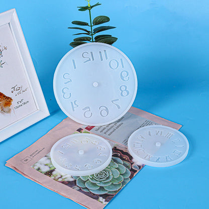 Wall Clock Mold Round Roman Arabic Numerals Clocks Epoxy Resin Casting Silicone Molds DIY Art Craft for Home Wall Decoration