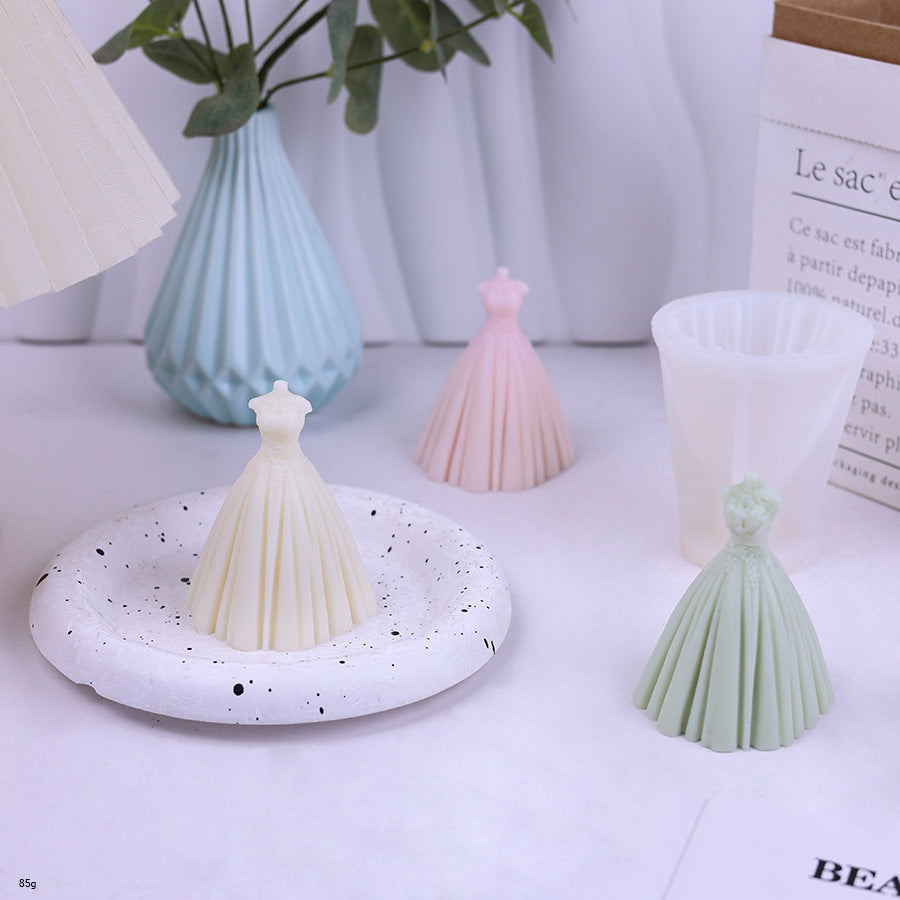 Bridal Gown 3D Silicone Candle Mold for Wedding Decor