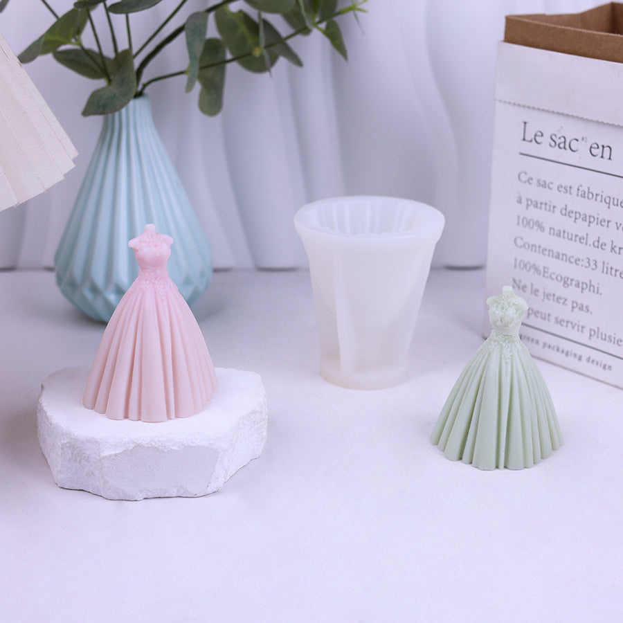 Bridal Gown 3D Silicone Candle Mold for Wedding Decor