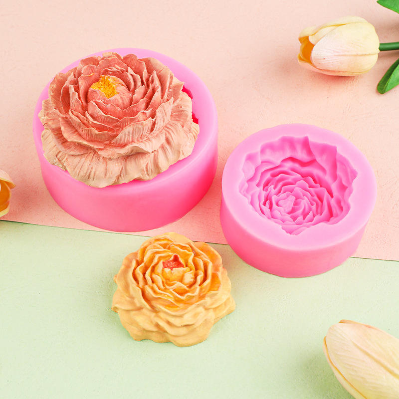 3D Pink Peony Candle Silicone Mold