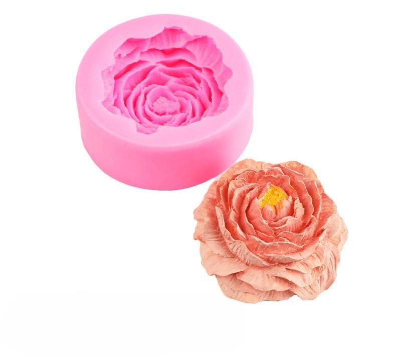 3D Pink Peony Candle Silicone Mold