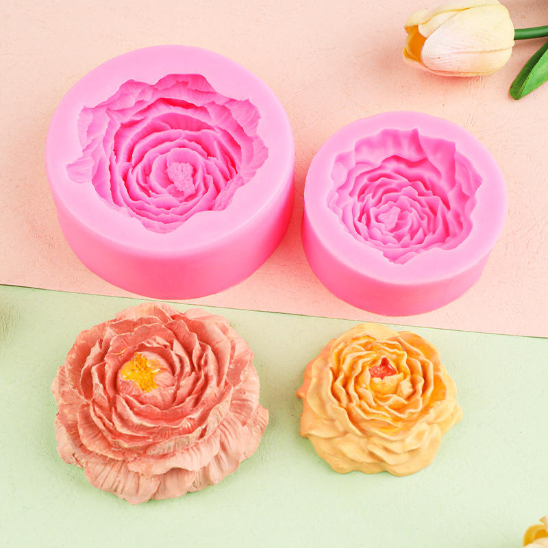3D Pink Peony Candle Silicone Mold