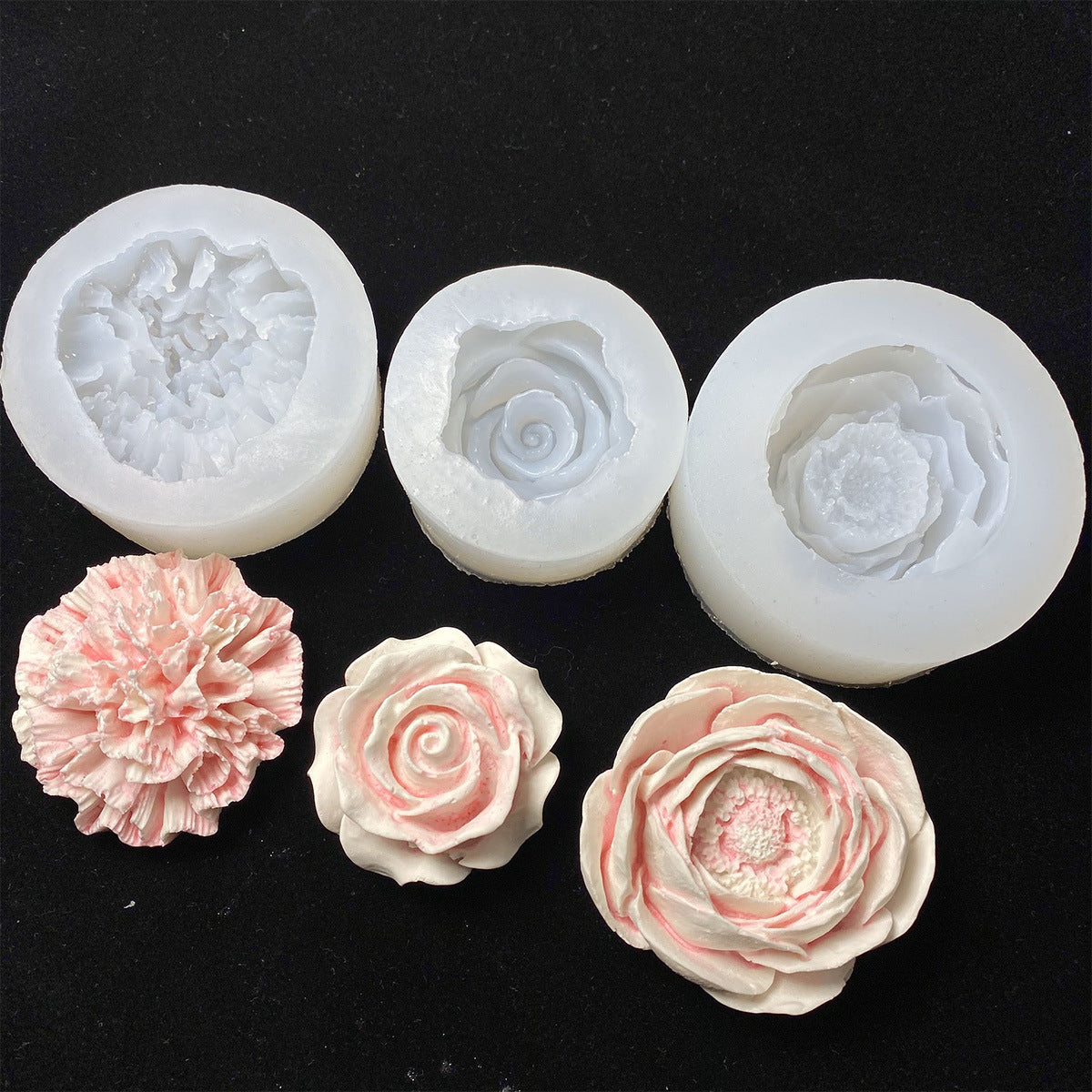 White 3D Peony Candle Silicone Mold