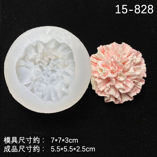 White 3D Peony Candle Silicone Mold
