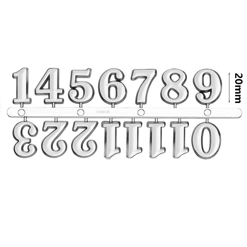 2CM Silver Arabic Numerals for Resin Wall Clocks