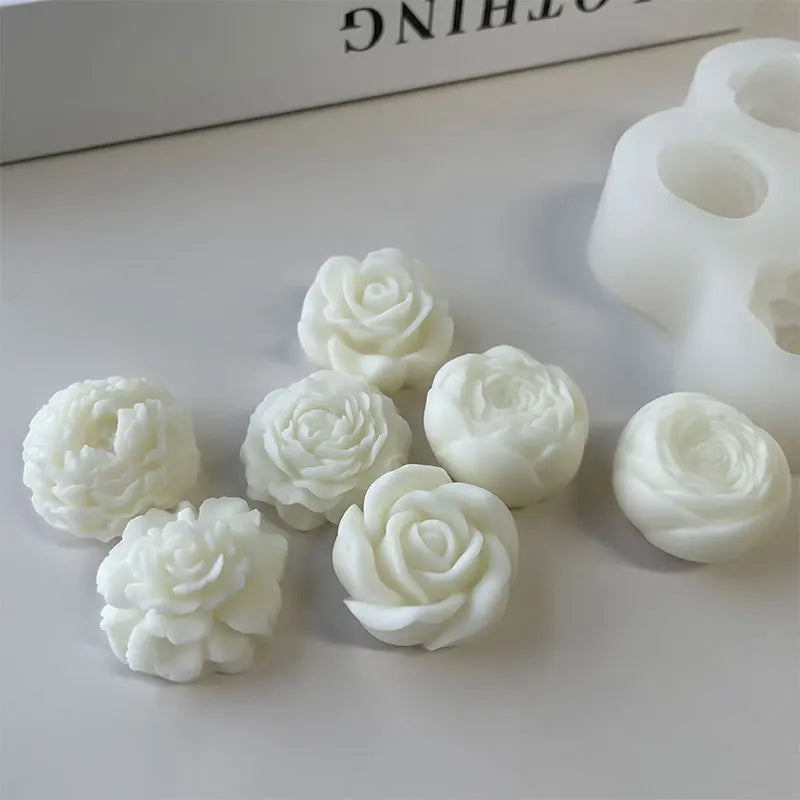 7Pcs Flower Silicone Molds 3D Rose Peony Chocolate Cake Baking Mold Handmade Candle Soap Gypsum Resin Handicraft Making Tools