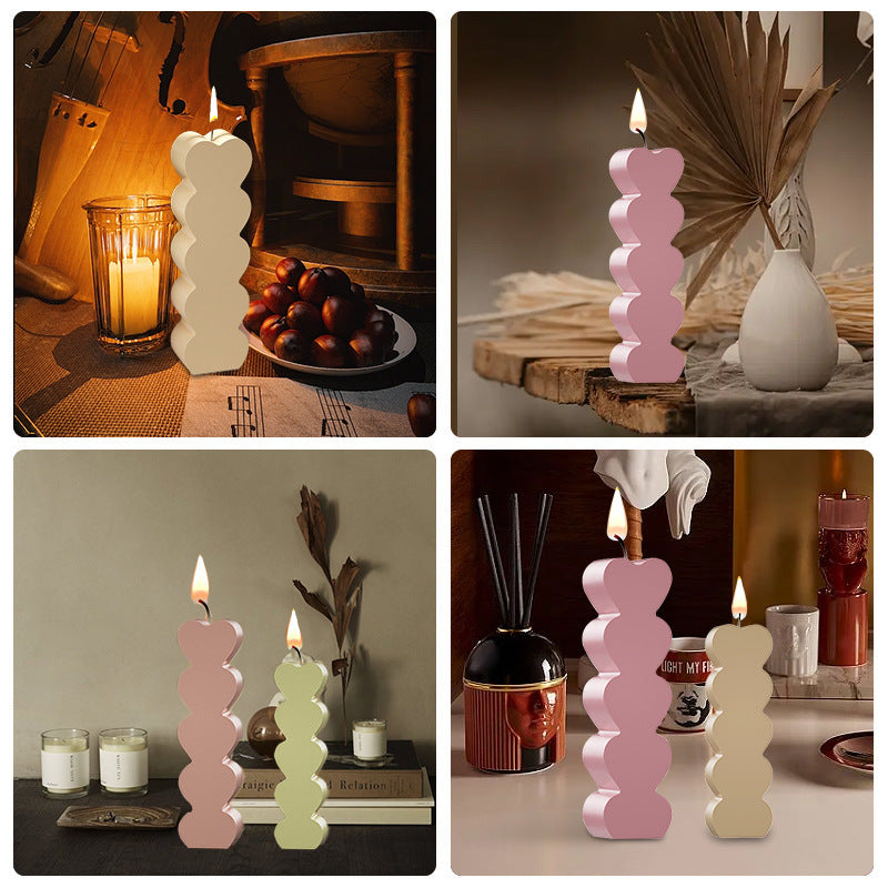 Five Steps Candle Mold Love Heart shape Slicone Molds for Epoxy Resin Art Craft DIY Projects