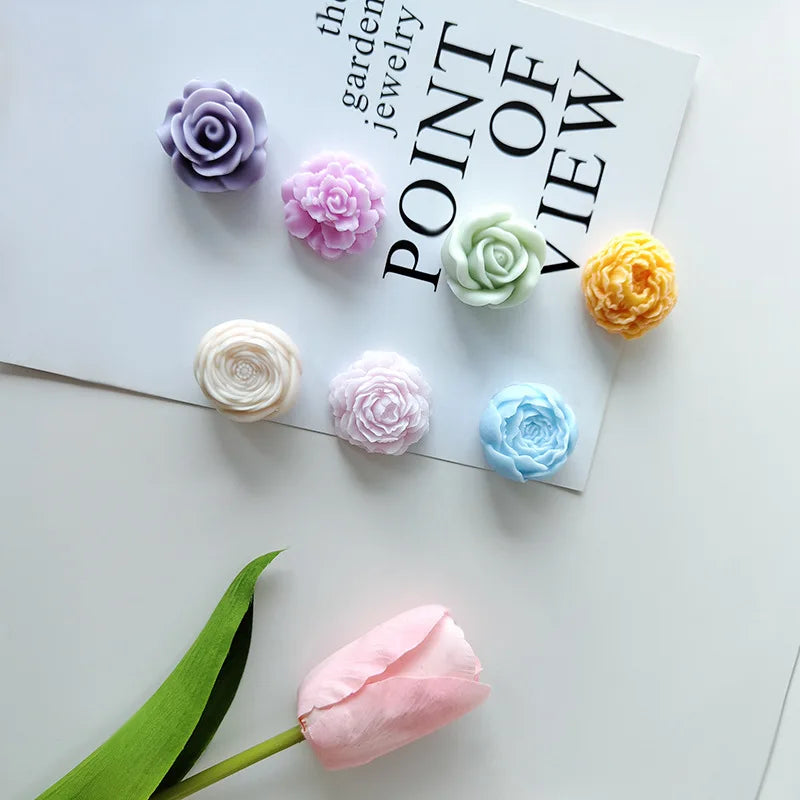 7Pcs Flower Silicone Molds 3D Rose Peony Chocolate Cake Baking Mold Handmade Candle Soap Gypsum Resin Handicraft Making Tools