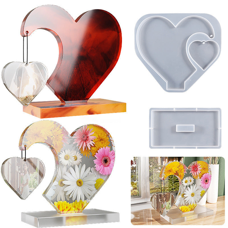 Love Heart Silicone Mold Hanging Photo Frame DIY Epoxy Resin Heart and Stand frame Decoration base Silicone molds