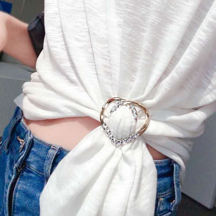 Scarf Ring Elegant Shirt Clip Metal T-Shirt Clips For Women Fashion Round Clothes Clip Buckle Decorative Silk Scarf Tie