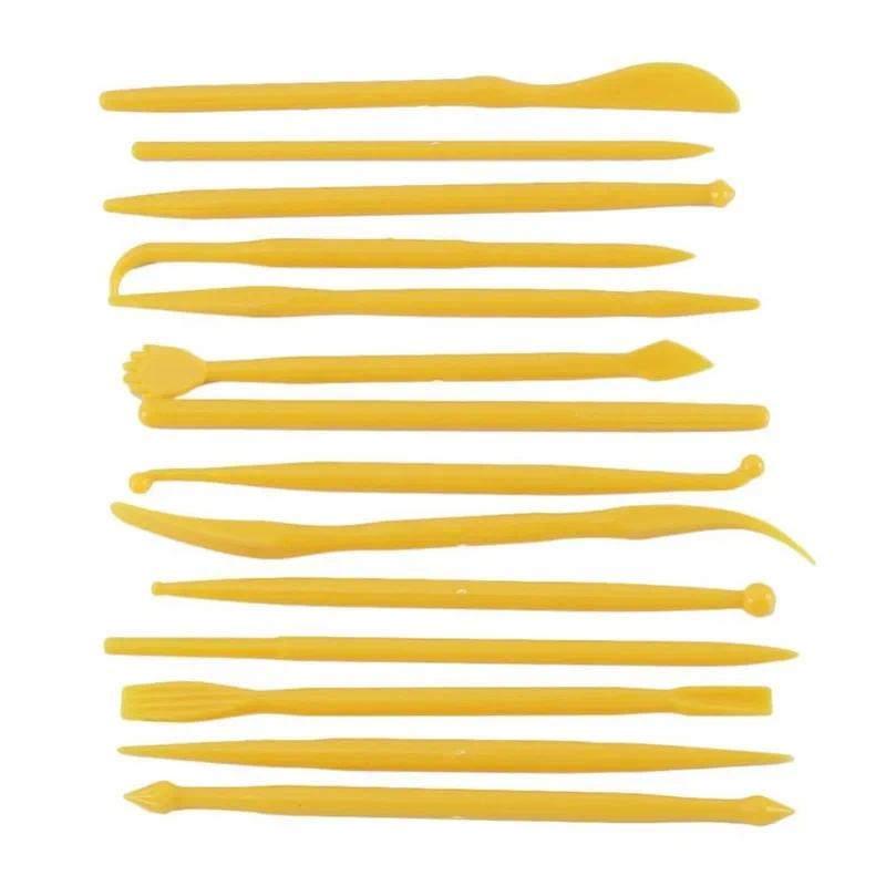 Mini 14 Piece Sugar Art Sculpting Tool Set Plastic Clay Soft Pottery Carving Pen Baking Decoration Craft Home Use Cake Tools