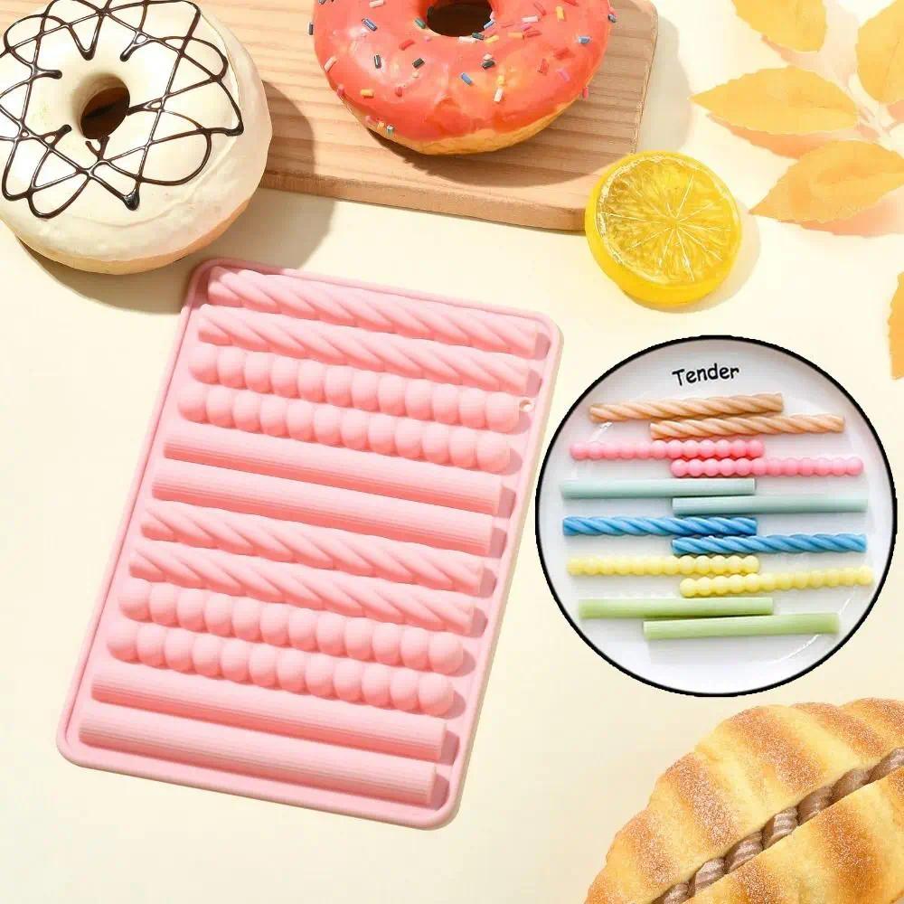 High Quality 12 Cavity Chocolate Molds Strip Non-stick DIY Pretzel Stick Mold Silicone Fondant Mould Themed Party Props