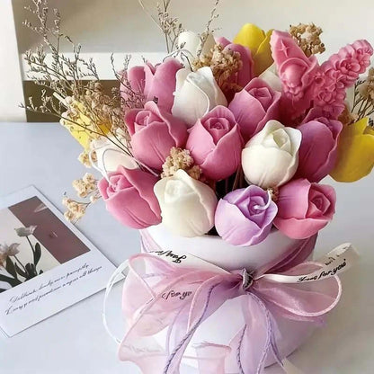 Tulip Mould 3D Rose Candle Molds Silicone Flower Shaped Moulds for Candle Making DIY Resin Crafts Fondant Cake Deco