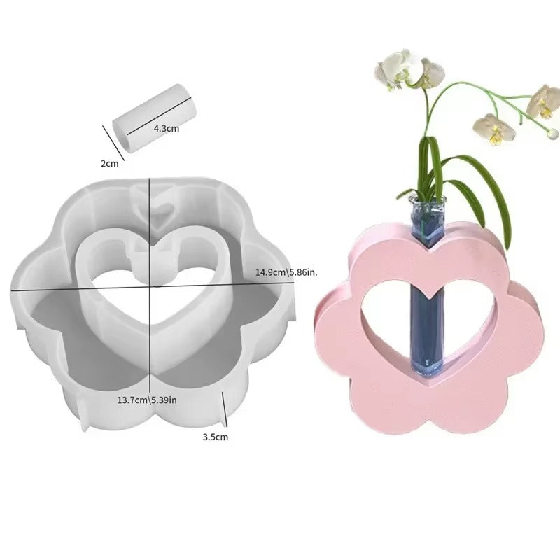 2026-Hand-held Heart-shaped Flower Vase, Resin Silicone Mold, Epoxy Resin, Diy Flower Arch, Branch Hydroponic Gypsum Flower