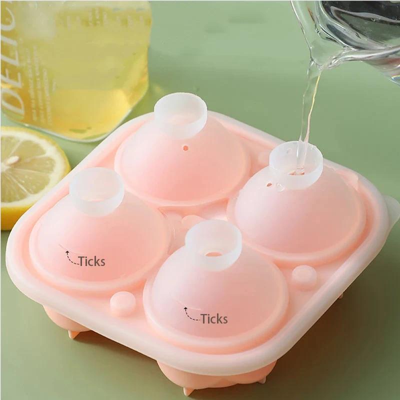 3D Rose Ice Molds 4 Holes Ice Cube Tray Mold Flower Shape Silicone Ice Mold Ice Ball Maker Bar Ice Cube Maker Tool