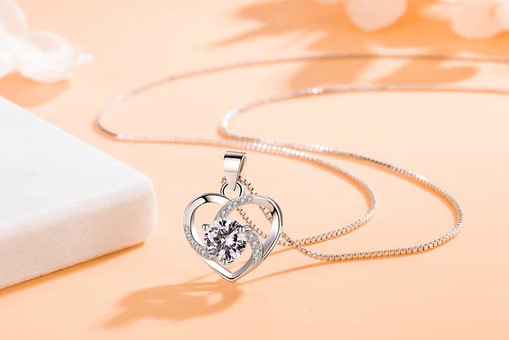 Silver Heart Pendant Necklace for Girls
