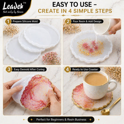 5 Inch Irregular Round Coaster Silicone Resin Coaster Mold Epoxy Geode Agate Coaster Mold Wave Edge Cup Mat Mold DIY Resin Art Mold