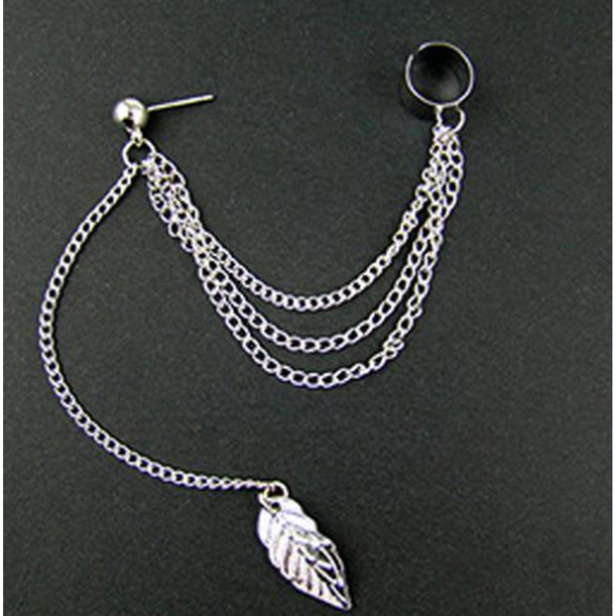 1pcs Silver Earring Metal Ear Clip Leaf Tassel Earrings For GIrls Jewelry Fashion Personality Gift Ear Cuff Caught In Cu