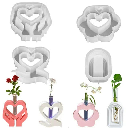 2026-Hand-held Heart-shaped Flower Vase, Resin Silicone Mold, Epoxy Resin, Diy Flower Arch, Branch Hydroponic Gypsum Flower